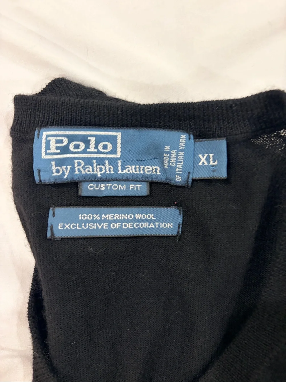 Polo by Ralph Lauren Black V-Neck Sweater with Purple Pony